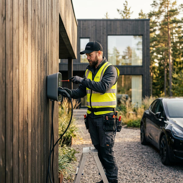 Installation av laddbox hemma vid villa eller radhus